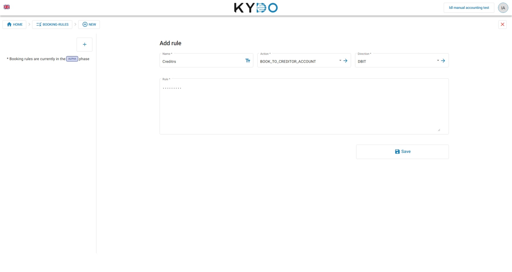 Booking rules configuration
