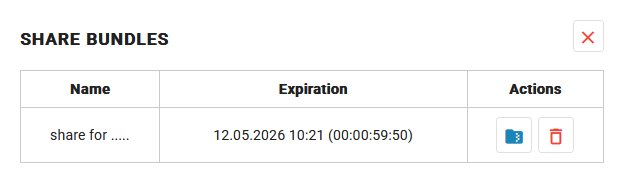 Share bundles list with expiration countdown