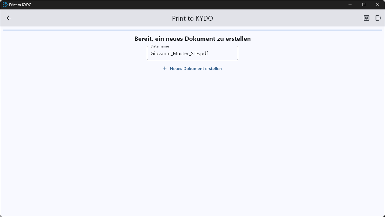Print to KYDO — ready to create a new document