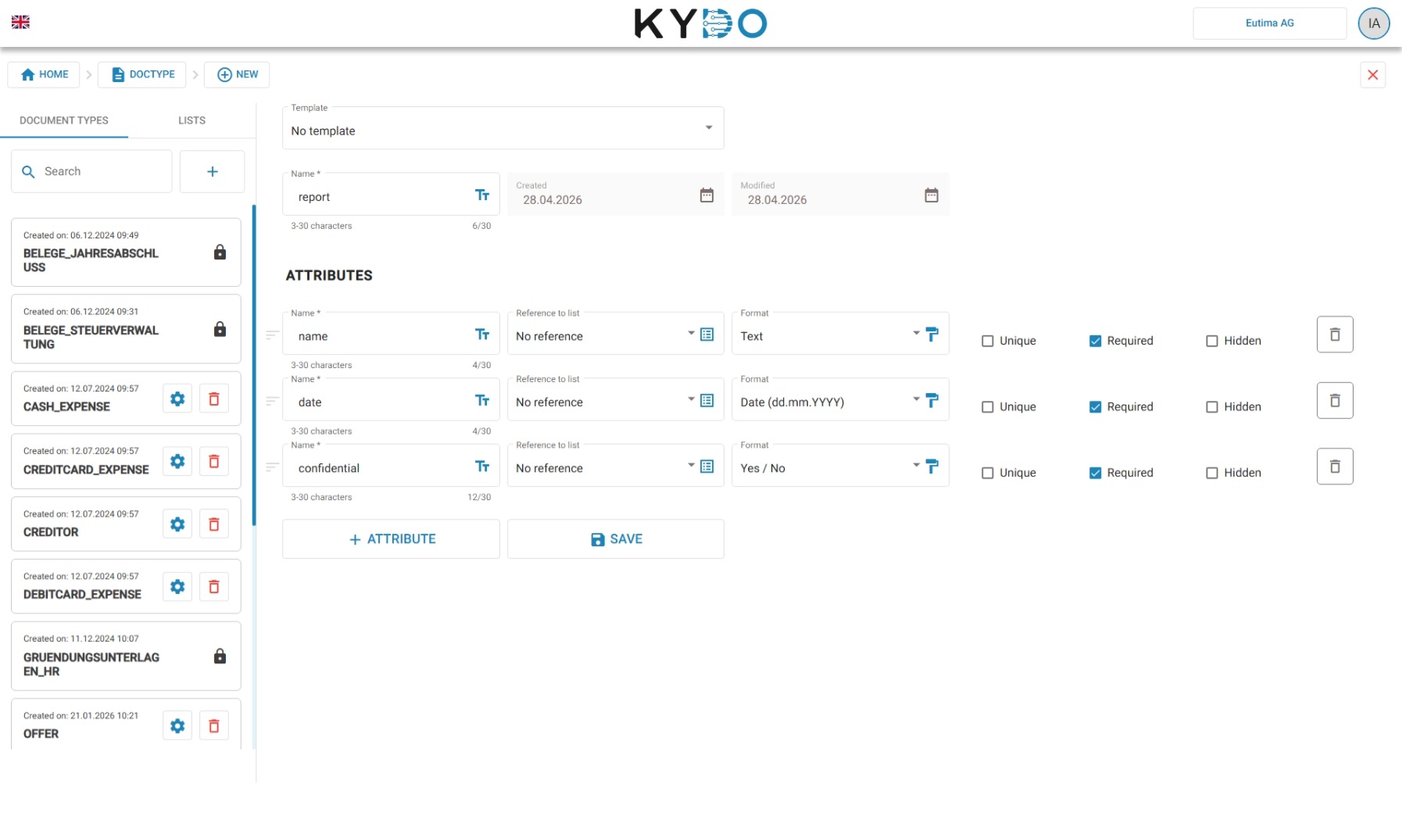 Doc type configuration