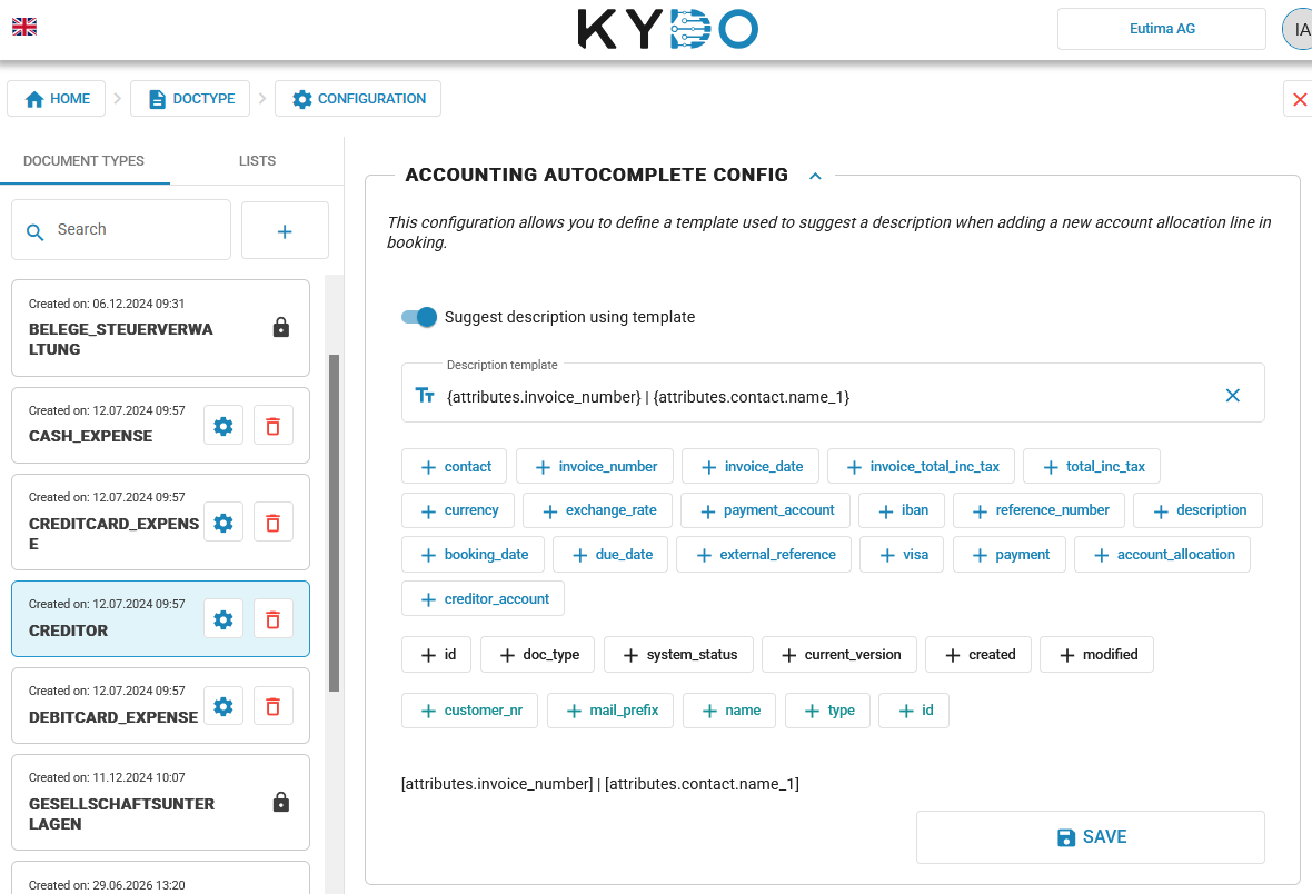 Doc type configuration — Accounting Autocomplete Config