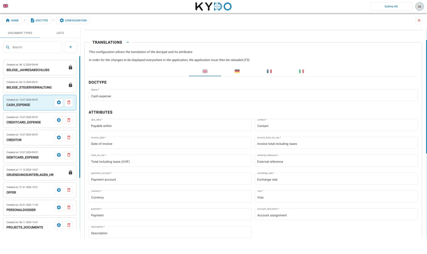 Doc type configuration — Translations